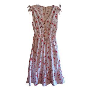 Indulgence Maxi Dress Womens Dress Medium White Red Pink floral Shoulder Tie
